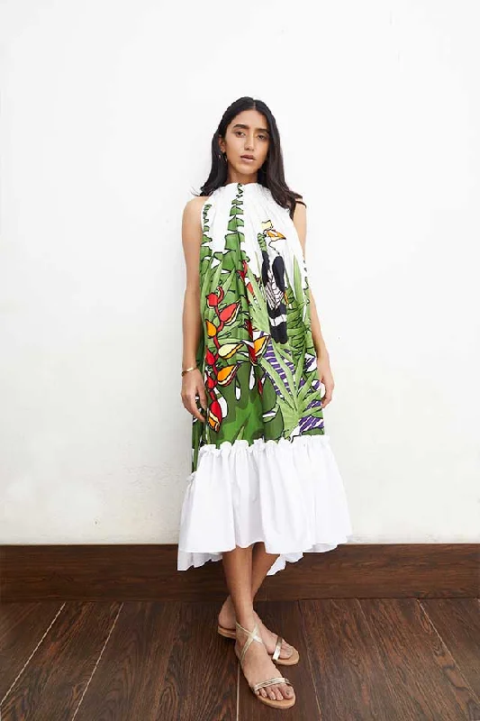 White Digital Printed Dress