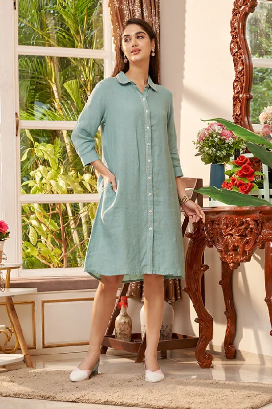 Light Teal Solid Organic Cotton Dress