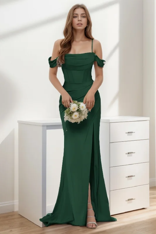Trumpet-Mermaid Sweep-Brush Train Silk-Like Prom Dress CS0399
