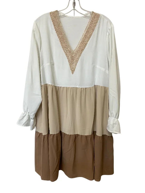 Dress Casual Short By Shein In Brown & White, Size: 1x Tunics Long Elegant