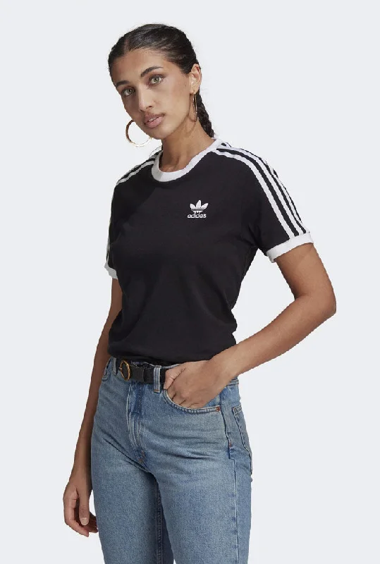 Adidas Classics 3-Stripes Womens Tee Ribbed Striped Patterned