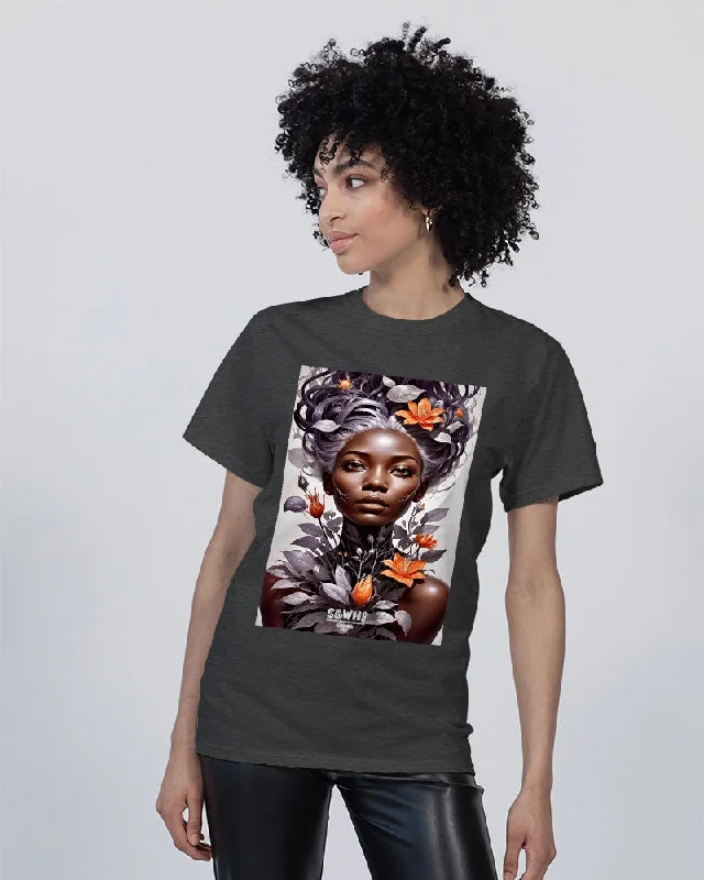 Beautiful black silver grey hair blossom women Unisex Tee | Champion Chenille Blend Fleece Blend Nylon Blend