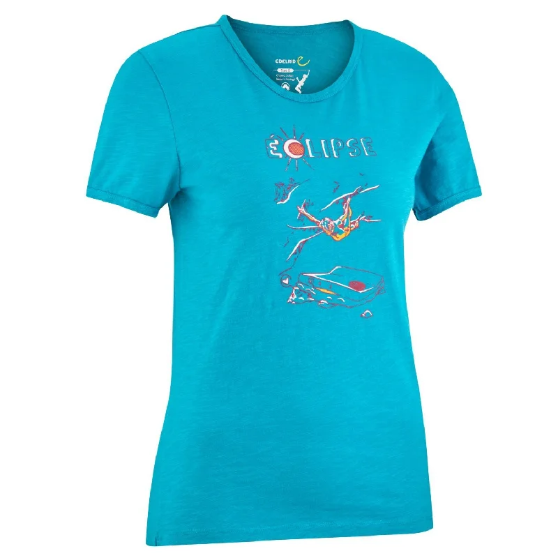 Edelrid Womens Highball Tee III - Icemint Notch Collar Peter Pan Collar Cowl Neck