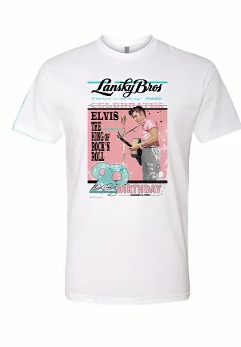 Elvis' 90th Birthday Tee Front Pockets Side Pockets Patch Pockets