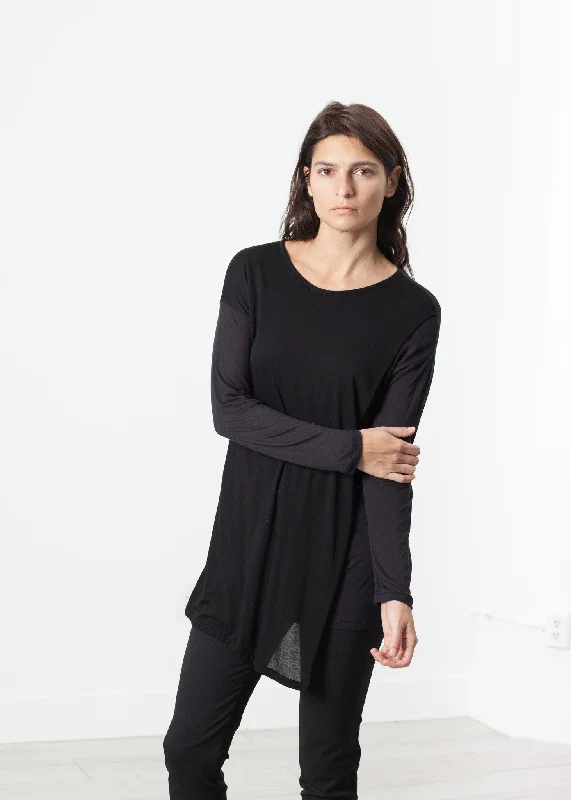 Laurier Tee in Black/Navy Mesh Blend Leather Blend Suede Blend