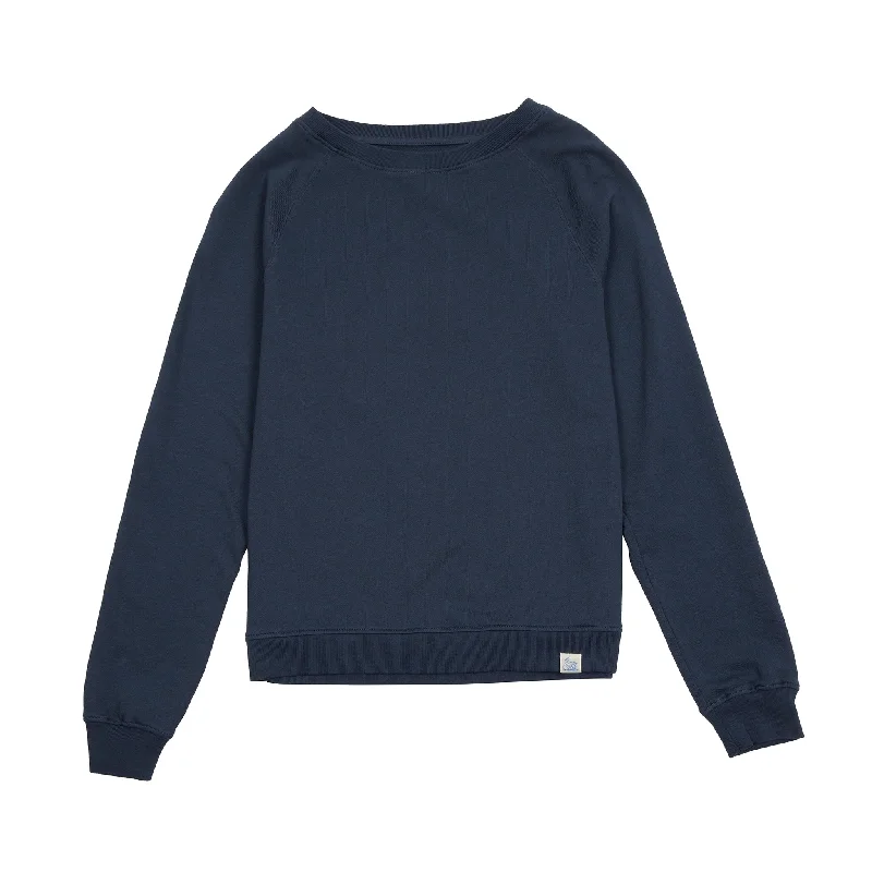 Merz b Schwanen Women's Good Basics Sweatshirt in Denim Blue Denim Fabric Leather Fabric Suede Fabric Merz b Schwanen Women's Good Basics Sweatshirt in Denim Blue Denim Fabric Leather Fabric Suede Fabric