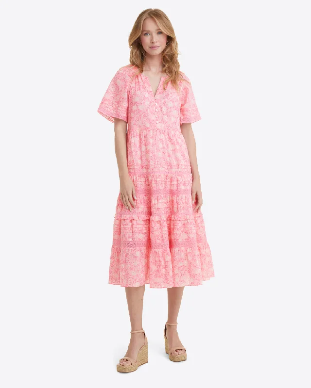 Carlene Midi Dress in Pink Paisley