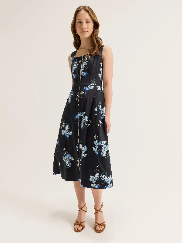 Iris Floral Zip Dress Chic Floral Skirt