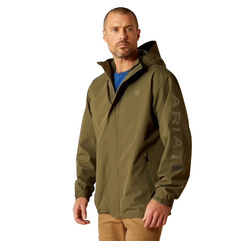 Ariat Men's Rebar Stormshell Logo Deep Lichen Waterproof Jacket 10052718 Anorak Windbreaker Fleece