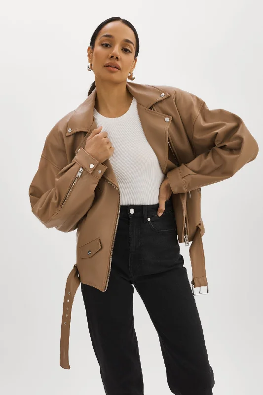 ESTIA | Leather Biker Jacket Soft Thermal Overcoat