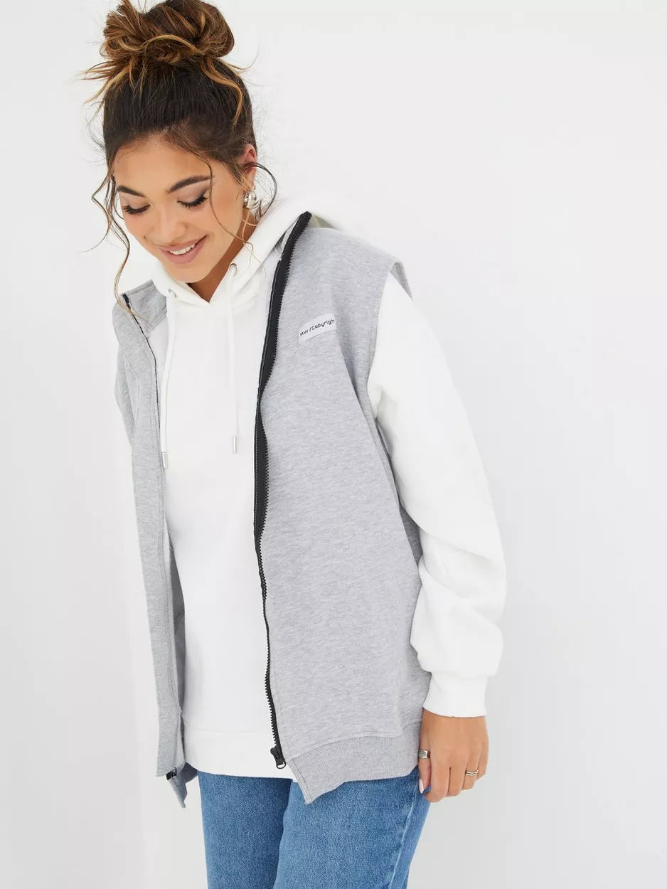 Exposed Label Funnel Neck Gilet Print Jacket Jacquard Jacket Patchwork Jacket