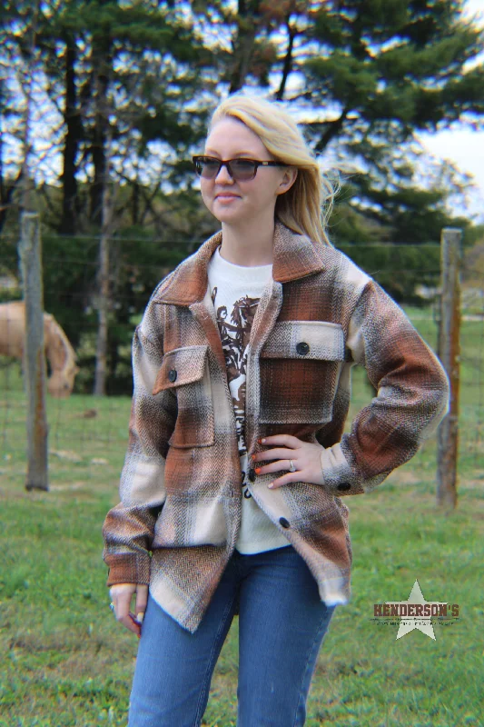 Herringbone Shacket by Roper ~ Brown Lightweight Utility Jacket