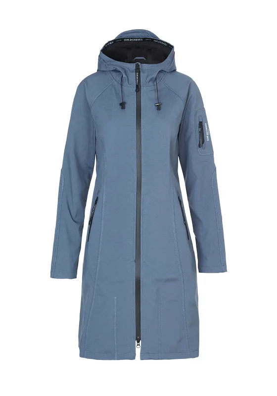 Ilse Jacobsen Rain 37 Hooded Raincoat, Winter Ocean Zip Front Button Front Snap Front