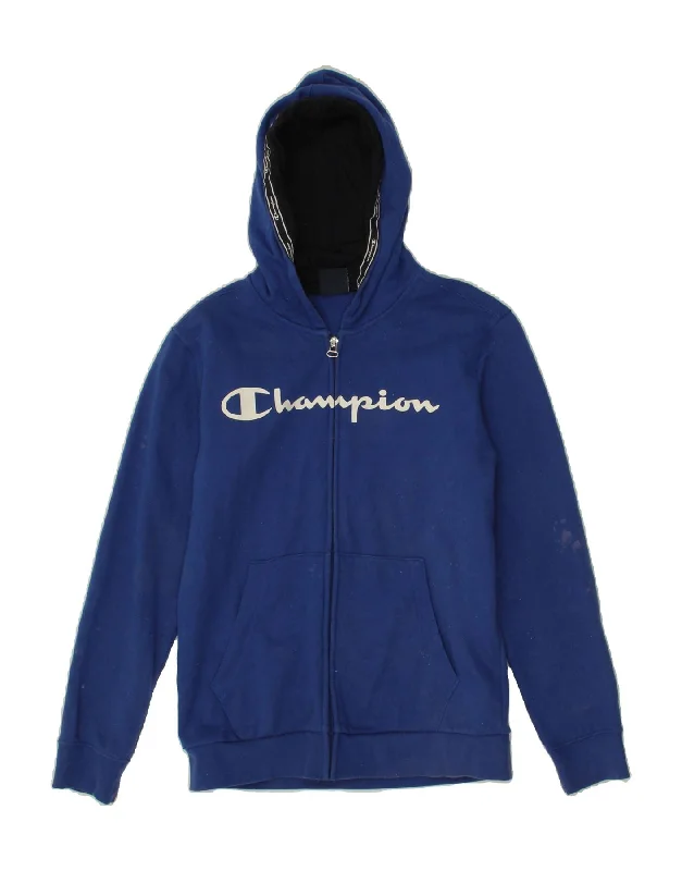 CHAMPION Boys Graphic Zip Hoodie Sweater 13-14 Years XL Blue Cotton Hoodie with Batwing Sleeves Loose Dramatic CHAMPION Boys Graphic Zip Hoodie Sweater 13-14 Years XL Blue Cotton Hoodie with Batwing Sleeves Loose Dramatic