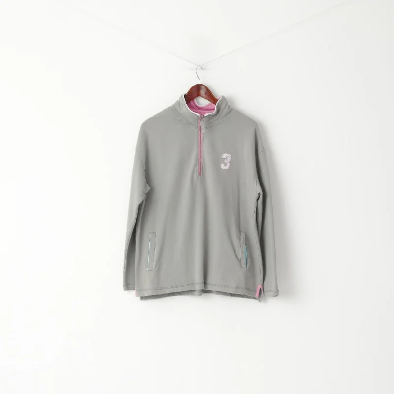 Joules Women L Sweatshirt Grey Cotton Zip Neck Pockets #3 Pullover Top Hoodie with Elastic Cuffs Stretchable Comfortable Joules Women L Sweatshirt Grey Cotton Zip Neck Pockets #3 Pullover Top Hoodie with Elastic Cuffs Stretchable Comfortable