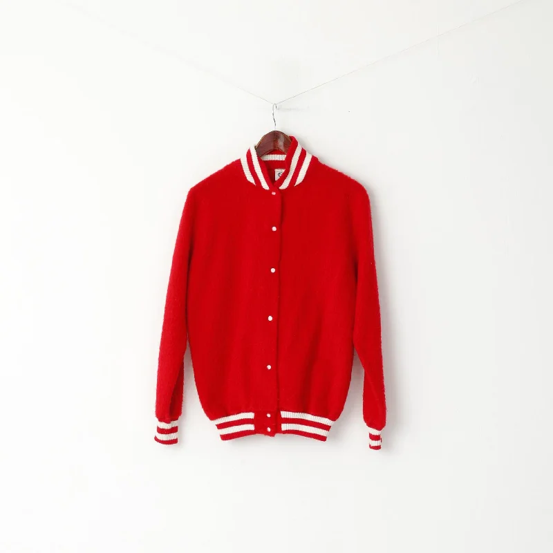 C&A Women M Sweatshirt Red Baseball Snap Button Fluffy Varsity Vintage Top Hoodie with Half-Zip Sporty Casual C&A Women M Sweatshirt Red Baseball Snap Button Fluffy Varsity Vintage Top Hoodie with Half-Zip Sporty Casual