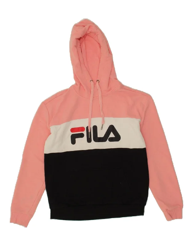 FILA Womens Loose Fit Graphic Hoodie Jumper UK 6 XS Multicoloured Hoodie with Oversized Fit Loose Comfortable