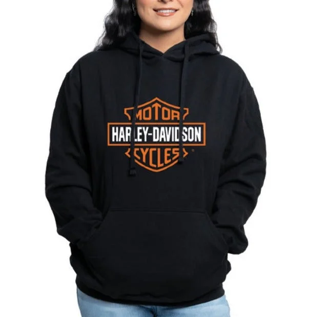 Harley-Davidson Womens Classic Hoodie - Black Hoodie with Zipper Placket Modern Functional