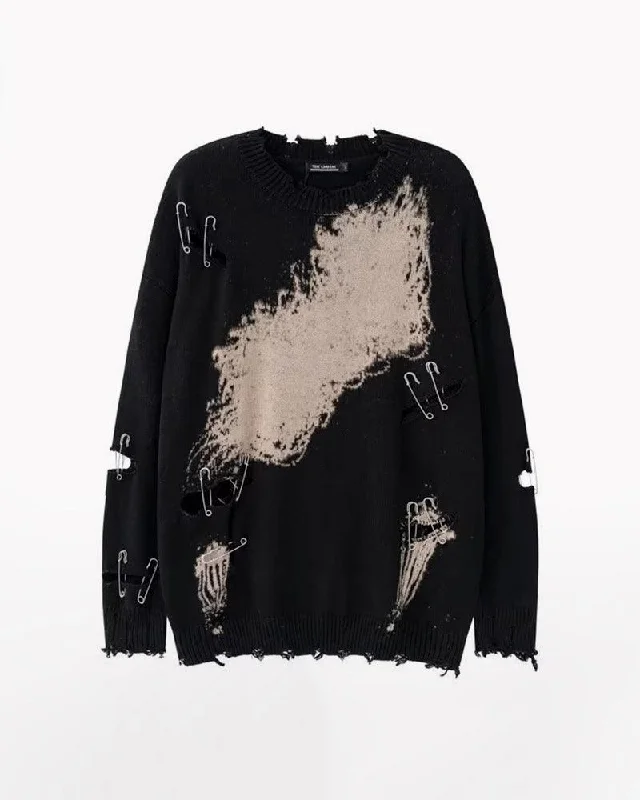 Streetwear Hole Pin Sweater