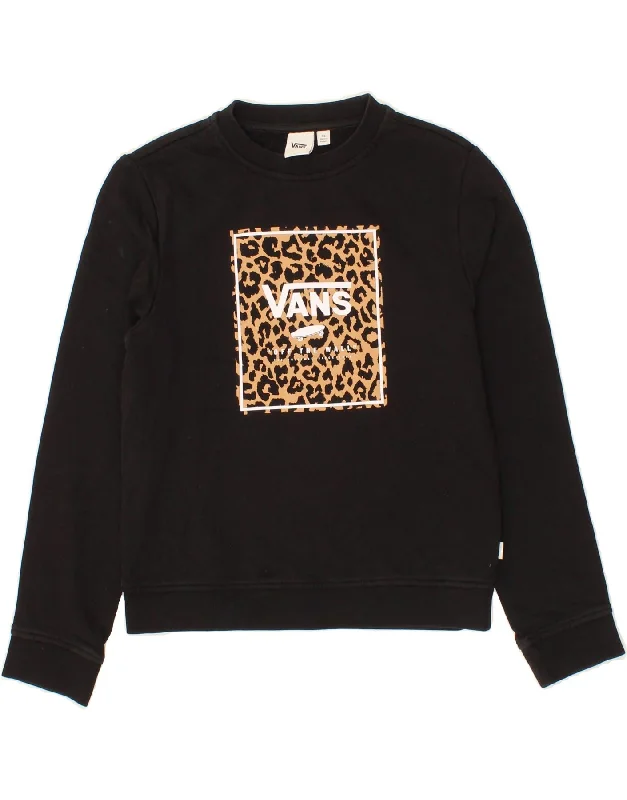 VANS Girls Graphic Sweatshirt Jumper 12-13 Years XL Black Cotton