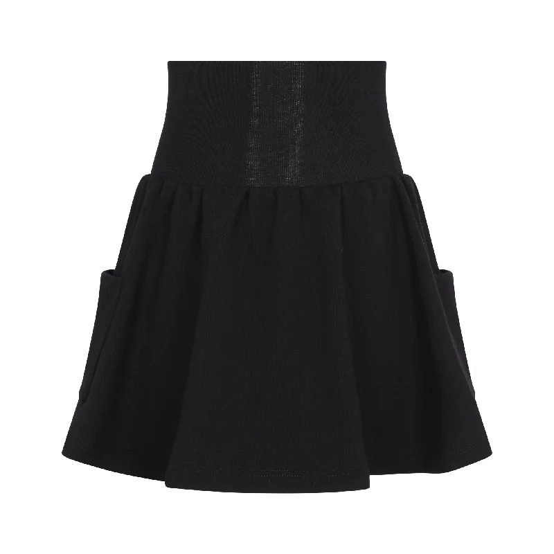 Black Pocket Skirt Embroidered Boho Shorts