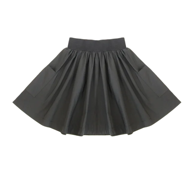 Black Taffeta Pocket Skirt