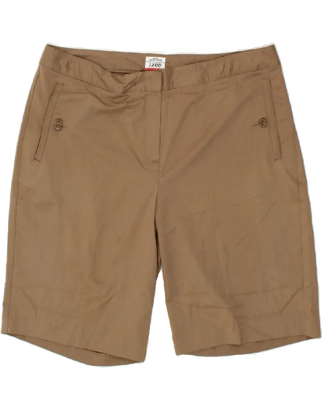 IZOD Womens Chino Shorts US 14 XL W36 Brown Polyester Sporty High-Waist Shorts