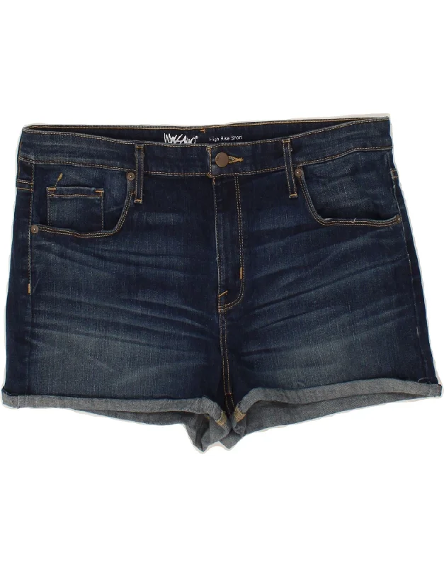 MOSSIMO Womens High Waist Denim Hot Pants US 16 2XL W33 Blue Cotton Easygoing Lounge Shorts