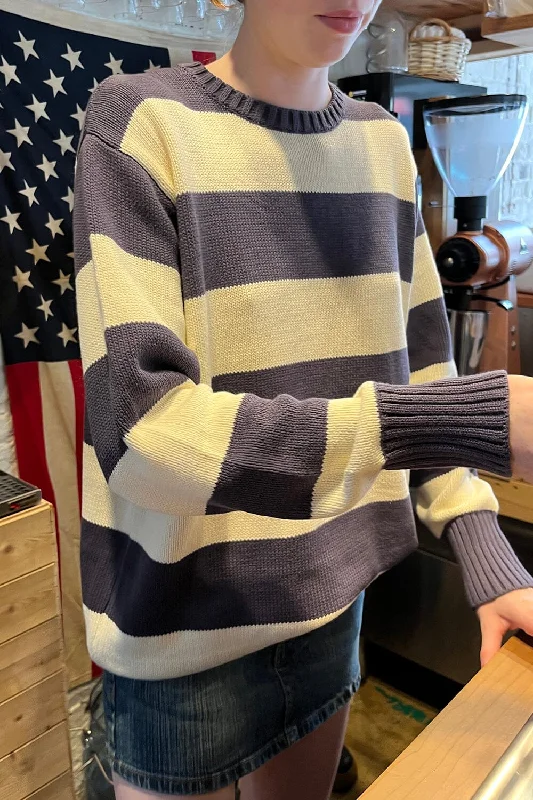 Brianna Cotton Thick Stripe Sweater Simple Timeless Sweater