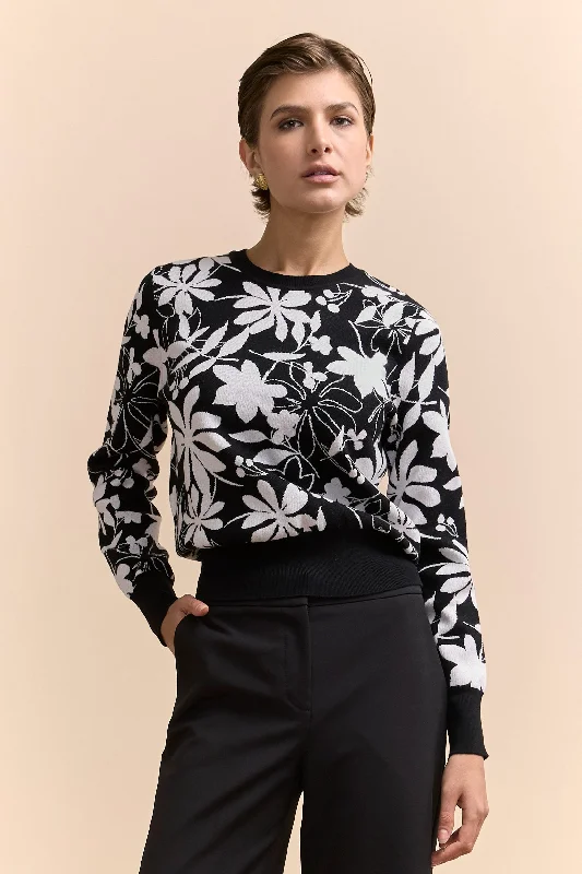 Floral jacquard sweater Ultra-Soft Wool Sweater