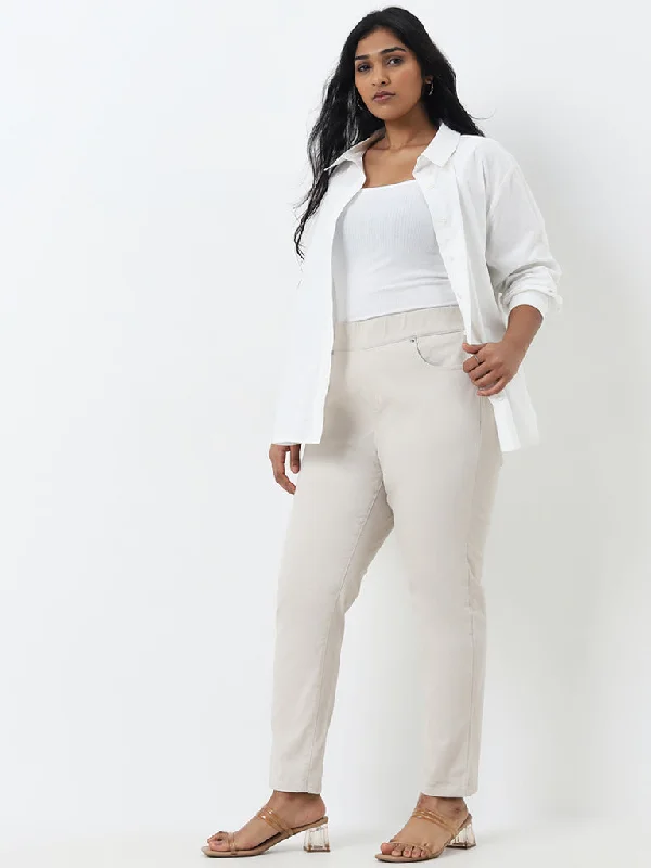 Gia Light Beige High-Rise Jeggings Women's Trendy Suit