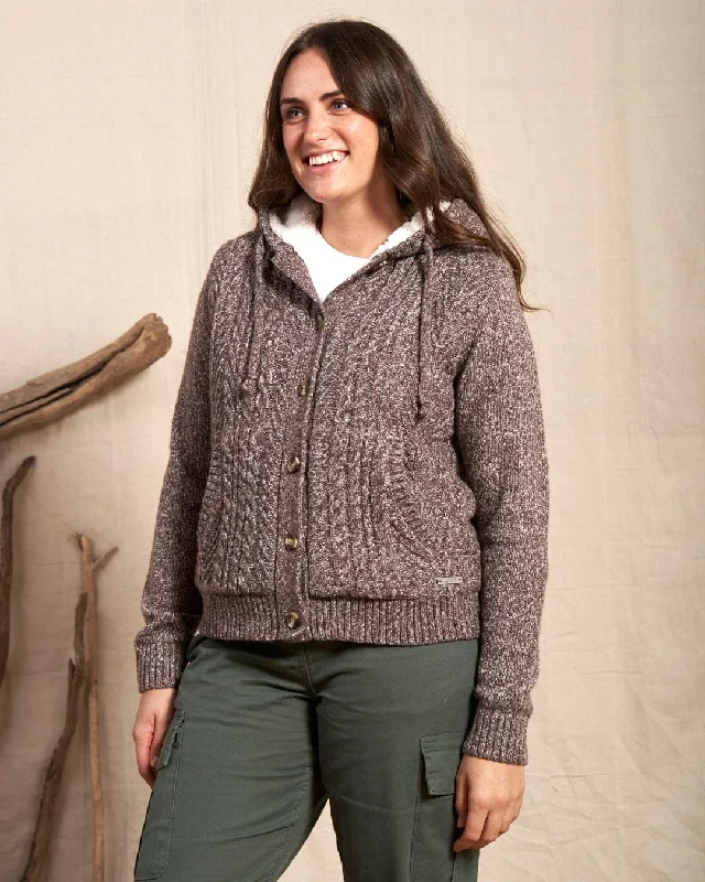 Helen - Knitted Cardigan - Brown Comfortable Knitted Jumper