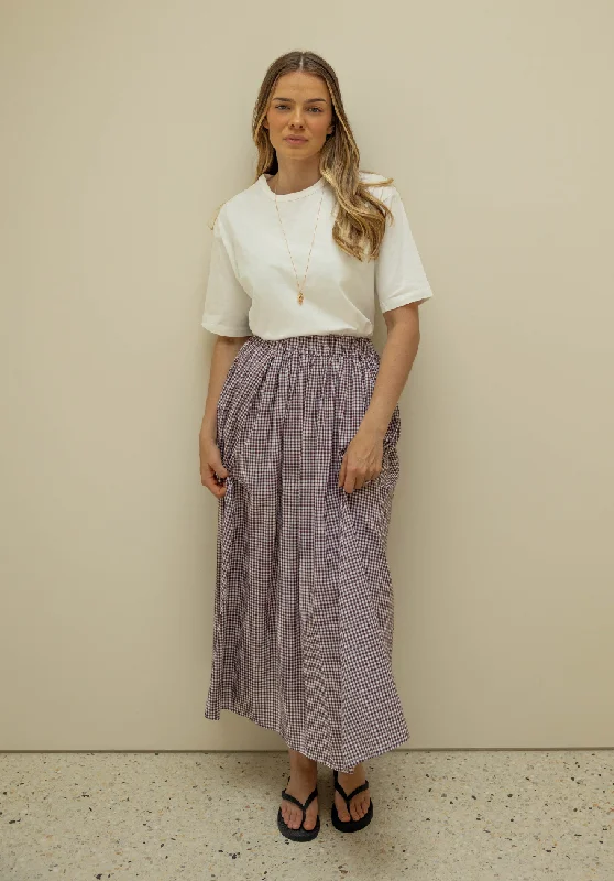 Miann & Co Women - Sunday Elasticated Circle Skirt - Coco Gingham Basic Long Knit