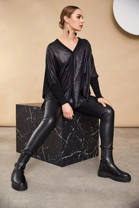 Naya Cardi Shape With Contrast Fabric Cuff Casual Knit Sweater