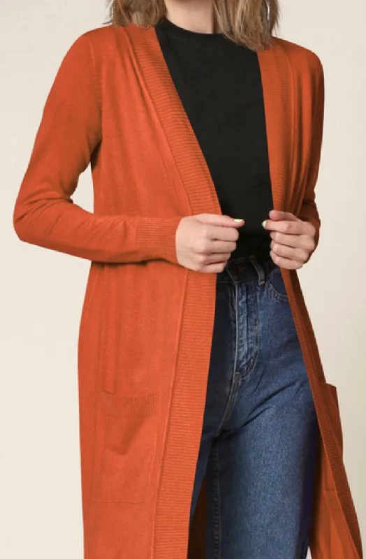 Premium Viscose Knit long pocket cardigan Relaxed Street Style