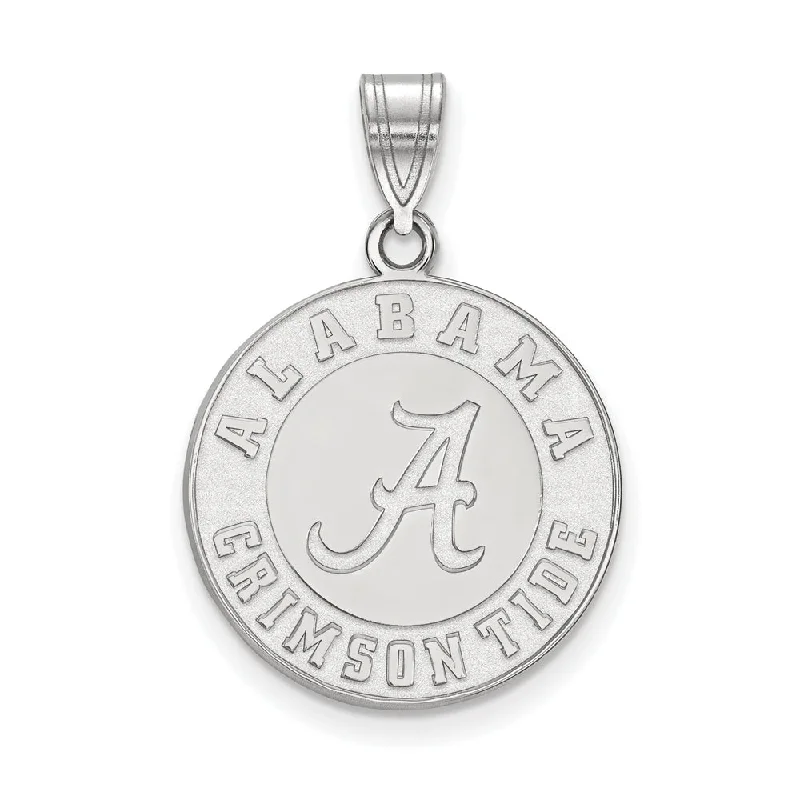 Elegant Jewelry Pieces At Unbelievable Prices 10k White Gold U. of Alabama Large Logo Disc Pendant