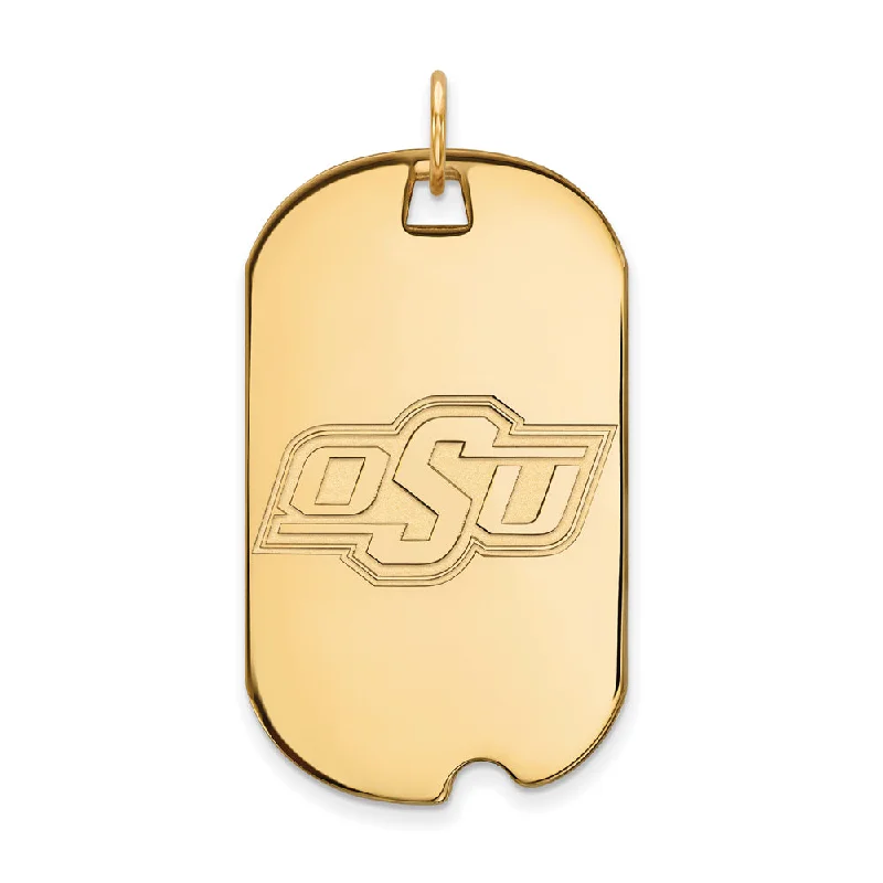 Elegant Necklaces And Bracelets At Limited-Time Offers 10k Yellow Gold Oklahoma State Large Dog Tag Pendant