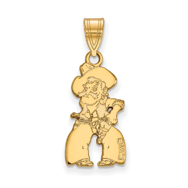 Elevate Your Outfit With Discounted Statement Jewelry 10k Yellow Gold Oklahoma State Large Mascot Pendant