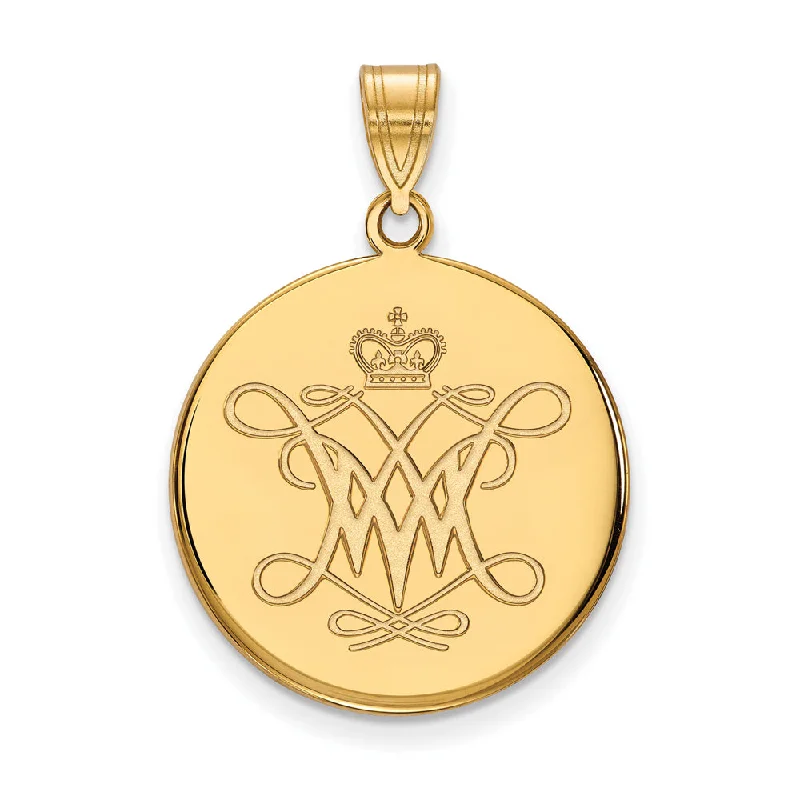 Jewelry Clearance Event – Stock Up Before It's Over 14k Gold Plated Silver William and Mary Large Disc Pendant