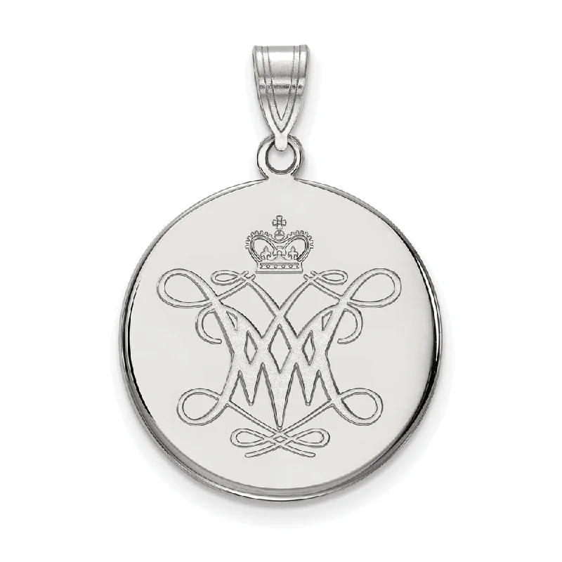 Affordable Glamour – Premium Jewelry For Less 14k White Gold William and Mary Large Disc Pendant