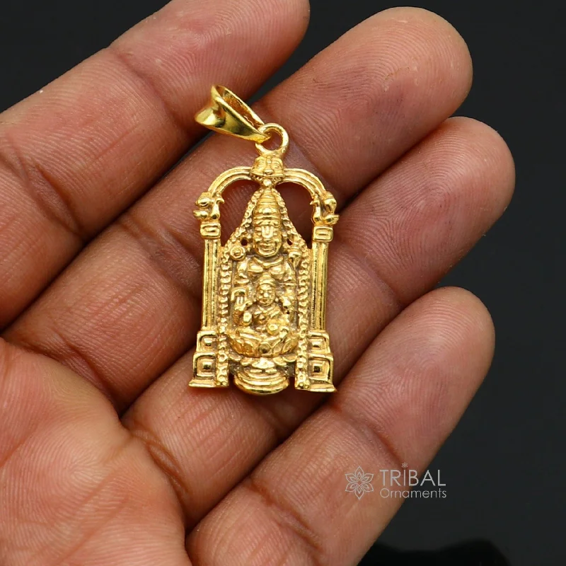 Unlock Unbeatable Jewelry Deals Before They’Re Gone 925 sterling silver vintage stylish idol Tirupati Balaji and Laxmi Pendant Narayanan gold polished pendant gifting jewelry nsp616